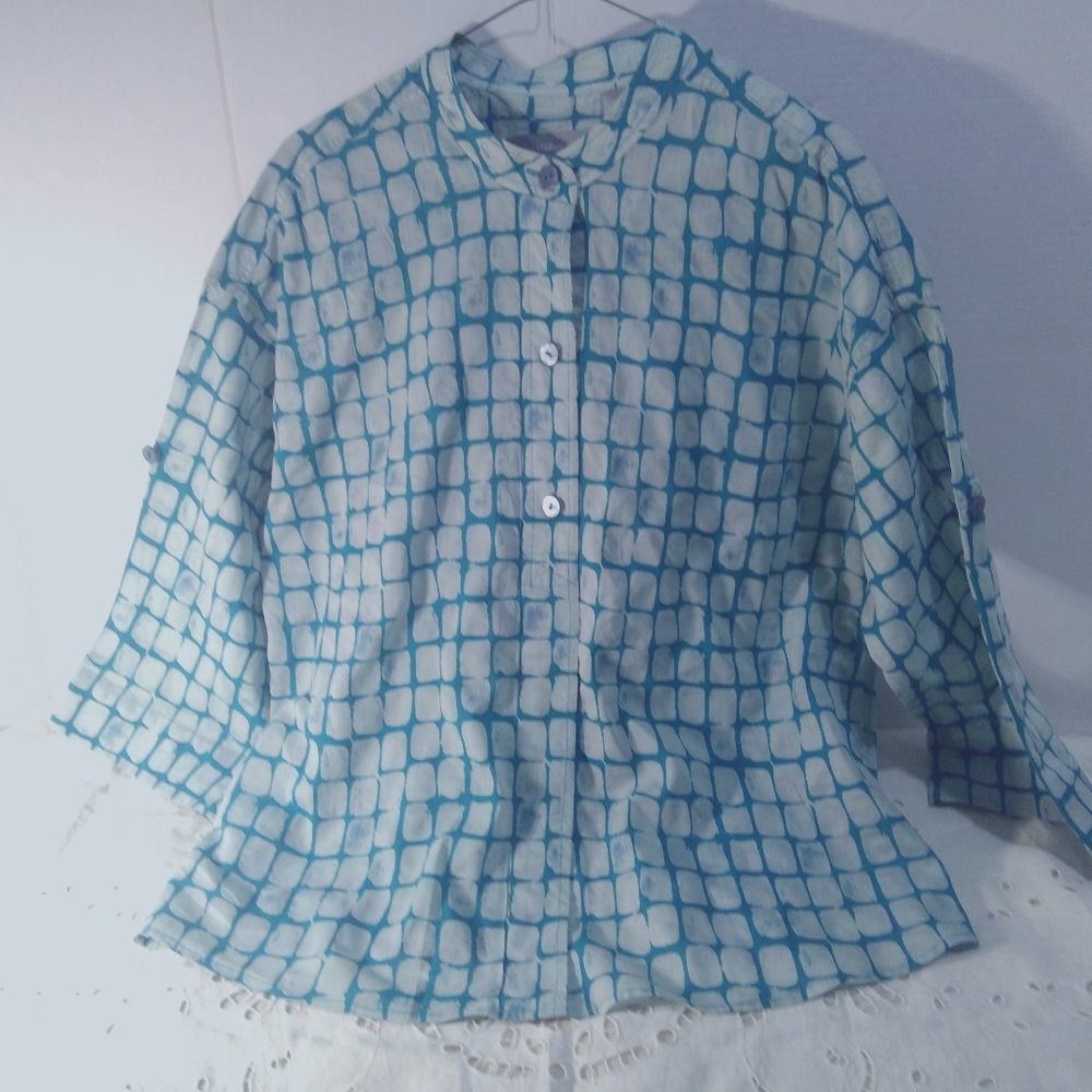 Liz Claiborne Teal Women's Blouse Cotton Size XL